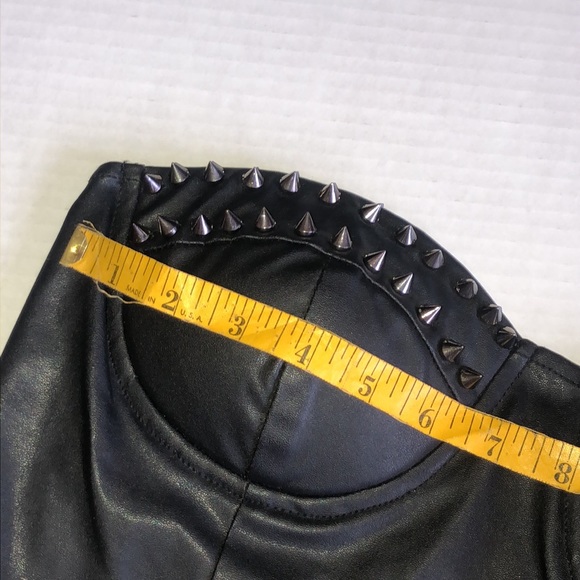 SayWhat Spike Leather Crop Top - Picture 13 of 14